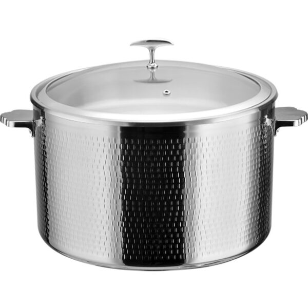 Pasniegšanas un sildīšanas katls ar stikla vāku un nerūsējošā tērauda ieliktni, trīsslāņu āmurēta virsma ⌀320x210mm nerūsējošā apdare | Adexa E0312300