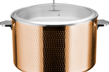 Pasniegšanas un sildīšanas katls ar stikla vāku un nerūsējošā tērauda ieliktni, trīsslāņu ar āmurētu virsmu ⌀320x210mm varš | Adexa E0312301