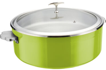 Pasniegšanas un sildīšanas katls ar stikla vāku un nerūsējošā tērauda ieliktni Trīsslāņu krāsots pārklājums ⌀320x120mm Zaļš | Adexa E0912010