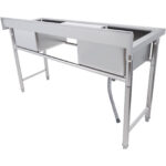 Komerciālā izlietne Nerūsējošais tērauds 1570x600x900mm 2 bļodas Aizsargsiena | Adexa YDRST60160X2M - Image 3