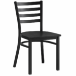 Melna tērauda krēsls ar melnu vinila polsterētu sēdekli un melnu atzveltni | Adexa GS694BSBB_bgrade