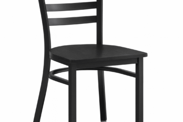 Melna tērauda krēsls ar melnu vinila polsterētu sēdekli un melnu atzveltni | Adexa GS694BSBB_bgrade