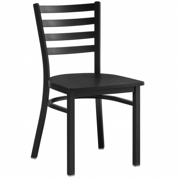 Melna tērauda krēsls ar melnu vinila polsterētu sēdekli un melnu atzveltni | Adexa GS694BSBB_bgrade