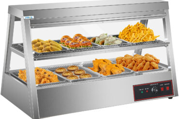 Apsildāms vitrīnas skapis ar 2 līmeņiem, atverams no aizmugures un priekšpuses, 1200x655x740mm, uz letes | Adexa HW2X4