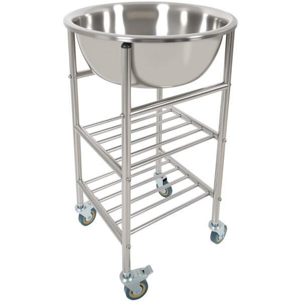Nerūsējošā tērauda maisīšanas bļodas ratiņi ar bļodu un 2 plauktiem 514x350x838mm | Adexa MBXS001