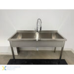 Komercijas Trauku Mazgāšanas Izlietne Nerūsējošā tērauda 1 bļoda Aizmugures paneļa 1600x700x900mm Kvadrātveida kājas | Adexa PSA16070 - Image 2