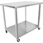 Komerciāls mobilais darba galds ar ritentiņiem, nerūsējošā tērauda apakšējā plaukts 1000x700x900mm | Adexa DWTC70100 - Image 2