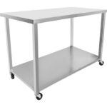 Komerciāls mobilais darba galds ar riteņiem Nerūsējošā tērauda apakšējā plaukta 1200x700x900mm | Adexa DWTC70120 - Image 2