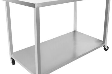 Komerciāls mobilais darba galds ar riteņiem Nerūsējošā tērauda apakšējā plaukta un aizmugures aizsargs 1200x700x900mm | Adexa DWTC70120B