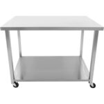 Komerciāls mobilais darba galds ar riteņiem Nerūsējošā tērauda apakšējā plaukta 1500x700x900mm | Adexa DWTC70150 - Image 3