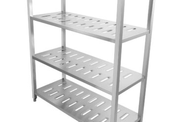 Nerūsējošā tērauda plaukti ar kvadrātveida kājām un 4 plauktiem ar caurumiem | Adexa QHSSP1805