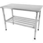 Pacelams nerūsējošā tērauda darba galds 1200x600x700-1000mm ar apakšējo plauktu | Adexa MCEWA60120 - Image 5