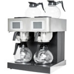 Komerciālais dubultais filtra kafijas automāts ar manuālu vai automātisku uzpildi, 4 stikla krūzes, 4 karstās plāksnes | Adexa CBD02A1