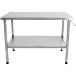 Pacelams nerūsējošā tērauda darba galds 1400x600x700-1000mm ar plakanu apakšējo plauktu | Adexa MCEWB60140 - Image 8