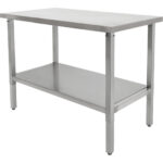 Pacelams nerūsējošā tērauda darba galds 1400x600x700-1000mm ar plakanu apakšējo plauktu | Adexa MCEWB60140 - Image 7