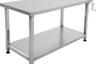 Pacelams nerūsējošā tērauda darba galds 1400x600x700-1000mm ar plakanu apakšējo plauktu | Adexa MCEWB60140