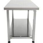 Pacelams nerūsējošā tērauda darba galds 1400x600x700-1000mm ar plakanu apakšējo plauktu | Adexa MCEWB60140 - Image 3