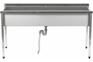 Tirdzniecības katlu mazgāšanas izlietne Nerūsējoša tērauda 1 bļoda Aizsargsiena 1400x700x900mm Kvadrātveida kājas | Adexa PSA14070