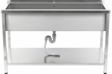 Komerciālā trauku mazgāšanas izlietne Nerūsējošais tērauds 1 bļoda Aizsargmala Apakšējā plaukts 1600x700x900mm Kvadrātveida kājas | Adexa PSA16070U