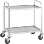 Komerciāls servēšanas ratiņš nerūsējošā tērauda 2 līmeņi 710x410x810mm | Adexa RST2C