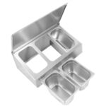 Komerciala Mērču Turētājs ar vāku, ieskaitot 3xGN1/4-150mm konteinerus No nerūsējošā tērauda | Adexa CHE03ADFL - Image 4