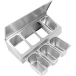 Komerciāla garšvielu turētājs ar vāku, ieskaitot 4xGN1/4-100mm traukus, Nerūsējošais tērauds | Adexa CHE04AFL - Image 4