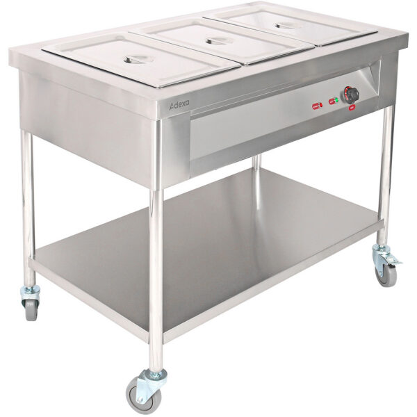 Mobilā Bain Marie ēdiena sildīšanas galds 3xGN1/1 | Adexa PFT12070