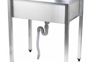 Komercijas katlu mazgāšanas izlietne nerūsējošā tērauda 1 bļoda ar splashback 1000x600x900mm kvadrātveida kājas | Adexa PSA10060
