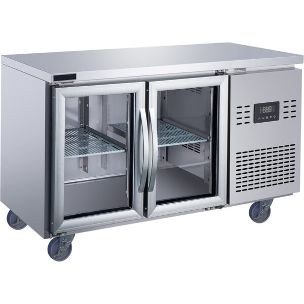 Komerciskais letes ledusskapis ar 2 stikla durvīm 1350x700x850mm | Adexa T147RG