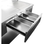 Komercijas izlietne nerūsējošā tērauda 1700x600x900mm 1 bļoda pa kreisi 2 atvilktnes splashback | Adexa DSA2D18070L - Image 3