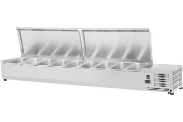 Aukstuma servēšanas virsma 1800mm 8xGN1/4 dziļums 330mm Nerūsējošā tērauda vāks | Adexa EA18