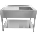 Komerciālais izlietne nerūsējošā tērauda 1200x600x900mm 1 bļoda labajā pusē Splashback | Adexa DSA60120R
