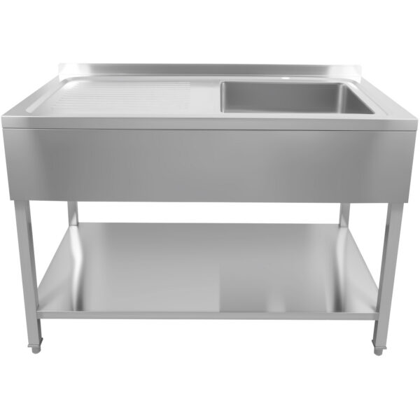 Komerciāla izlietne nerūsējošā tērauda 1400x600x900mm 1 bļoda labajā pusē ar splashback | Adexa DSA60140R