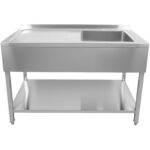 Komercizlietne no nerūsējošā tērauda 1600x600x900mm 1 bļoda pa labi ar splashback | Adexa DSA60160R