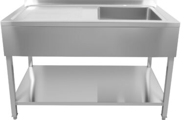 Komercizlietne no nerūsējošā tērauda 1600x600x900mm 1 bļoda pa labi ar splashback | Adexa DSA60160R