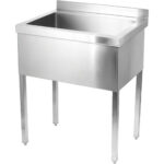 Komerciāla izlietne no nerūsējošā tērauda 600x700x900mm 1 bļoda ar splashback | Adexa DSA7060