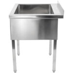 Komerciāla izlietne no nerūsējošā tērauda 600x700x900mm 1 bļoda ar splashback | Adexa DSA7060 - Image 3