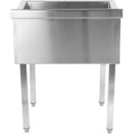 Komerciāla izlietne no nerūsējošā tērauda 600x700x900mm 1 bļoda ar splashback | Adexa DSA7060 - Image 4