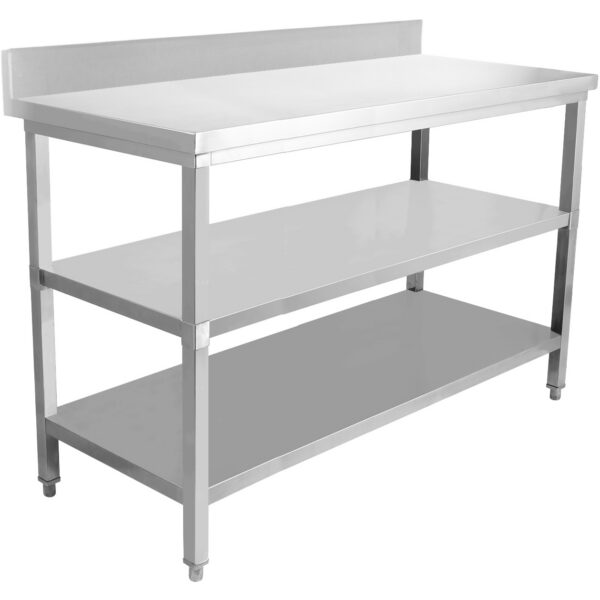 Komercdarba galds Nerūsējošais tērauds 3 līmeņi Atzveltne Kvadrātveida kājas 1600x700x900mm | Adexa DW3T16070B