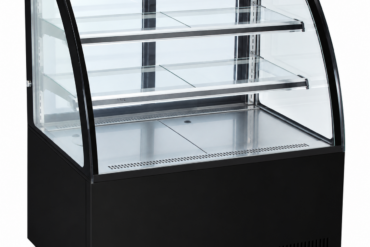 Kūku vitrīna Izliekta priekšpuse 1000x700x1200mm 2 plaukti Melna pamatne LED | Adexa GN1000C2BLACK