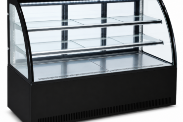 Kūku vitrīna Izliekta priekšpuse 1800x730x1200mm 2 plaukti Melns pamatne LED | Adexa GN1800C2BLACK