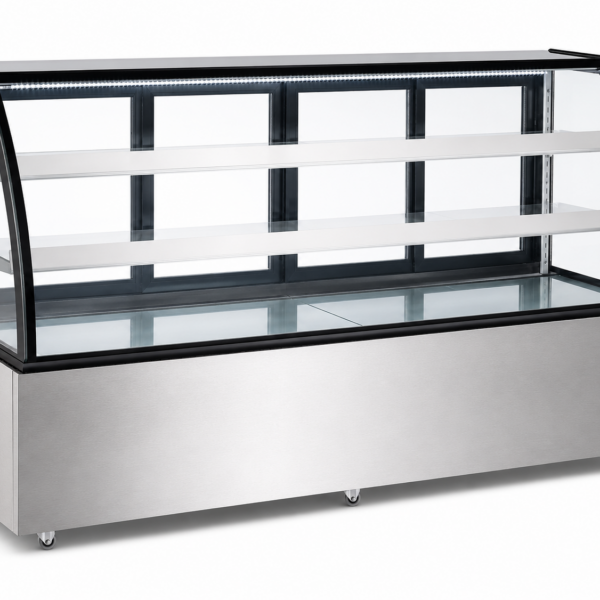 Kūku lete Līkne priekša 1800x730x1200mm 2 plaukti Nerūsējoša tērauda pamatne LED | Adexa GN1800CF2