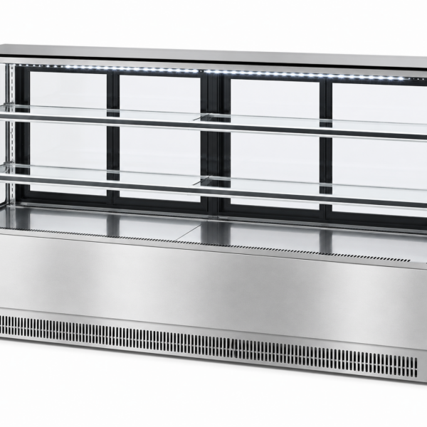 Kūku letes vitrīna 1800x730x1200mm 2 plaukti Spoguļa priekšpuse LED | Adexa GN1800RF2