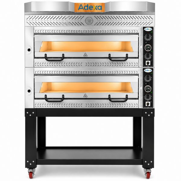 Premium picas krāsns ar 2 kamerām, ietilpība 12 x 35 cm picas, elektriska, nerūsējošā tērauda priekšpuse | Adexa PEF105702SE