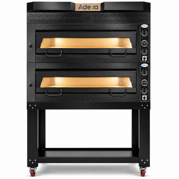 Premium picas krāsns ar 2 kamerām, ietilpība 12 x 35 cm picas, elektriska, melna priekšpuse | Adexa PEF105702SEB