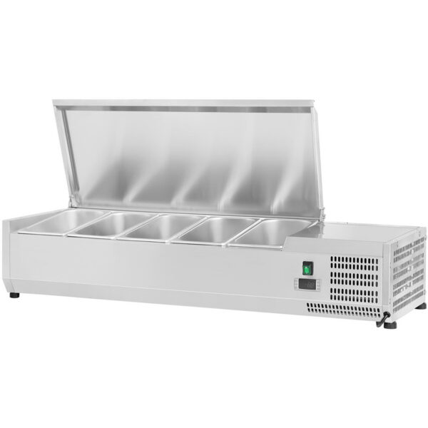 Dzesēts sagatavošanas virsma 1200mm 5xGN1/4 Dziļums 330mm Nerūsējošā tērauda vāks | Adexa EA12
