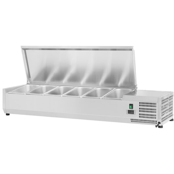 Dzesēts sagatavošanas virsma 1400mm 6xGN1/4 dziļums 330mm Nerūsējošā tērauda vāks | Adexa EA14