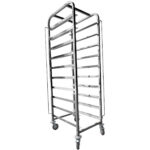 Pan ratiņi ar augšējo plauktu 10x600x400mm paplātēm Nerūsējošais tērauds 465x620x1725mm Slāņu attālums 145mm | Adexa WHDBC10 - Image 3