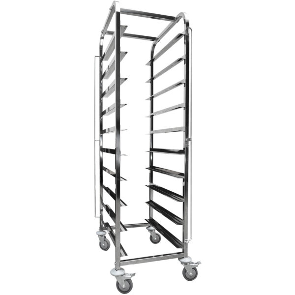 Pan ratiņi ar augšējo plauktu 10x600x400mm paplātēm Nerūsējošais tērauds 465x620x1725mm Slāņu attālums 145mm | Adexa WHDBC10