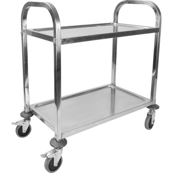 Pasniegšanas ratiņi Nerūsējošais tērauds 2 plaukti Kvadrātveida caurules 950x500x950mm | Adexa SST2A